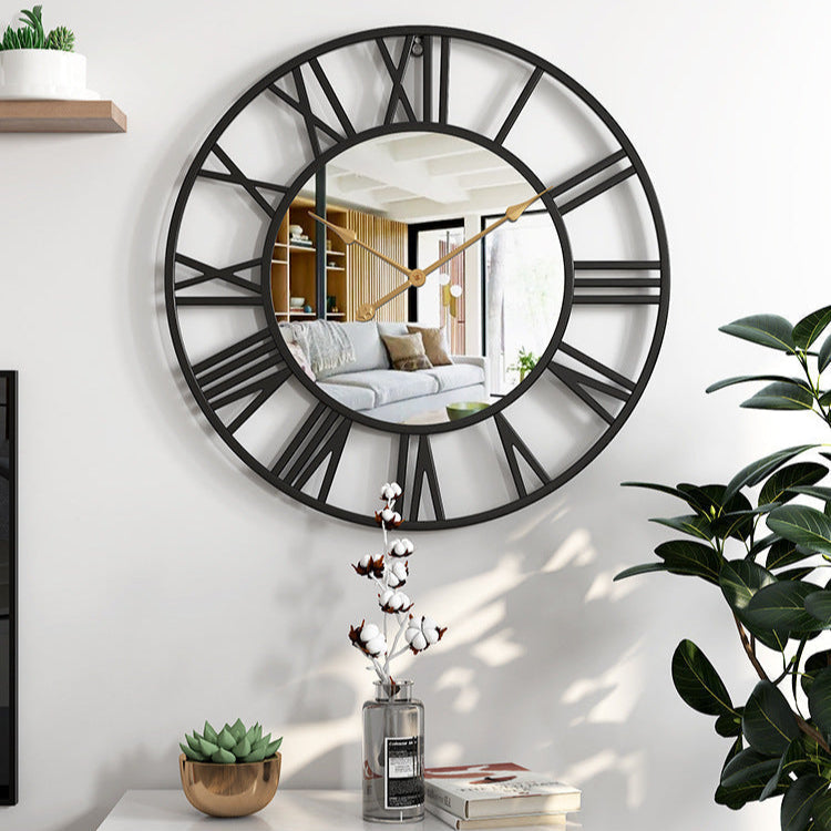 Mirror Metal Wall Clock Industrial Design Skeleton | Calmora