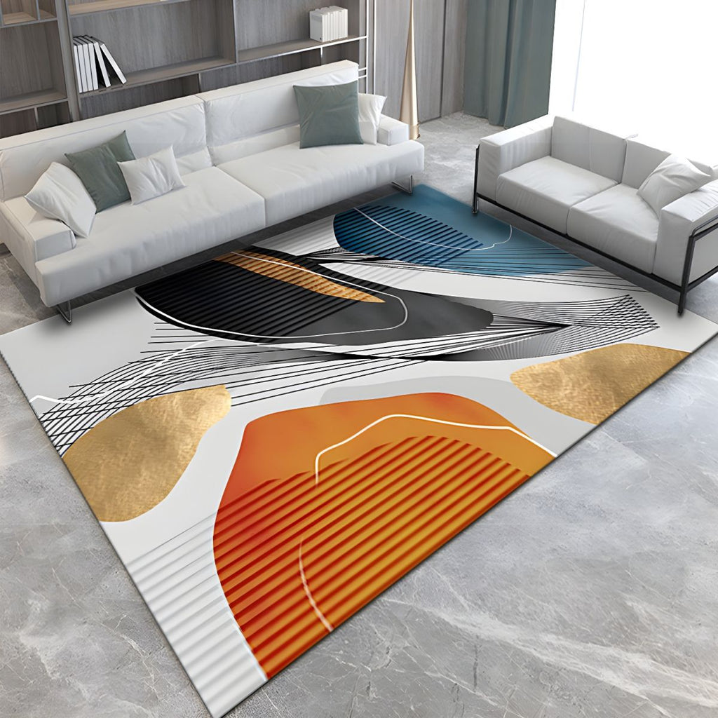 Modern Abstract Rectangular Anti Slip Area Rug | Drevano