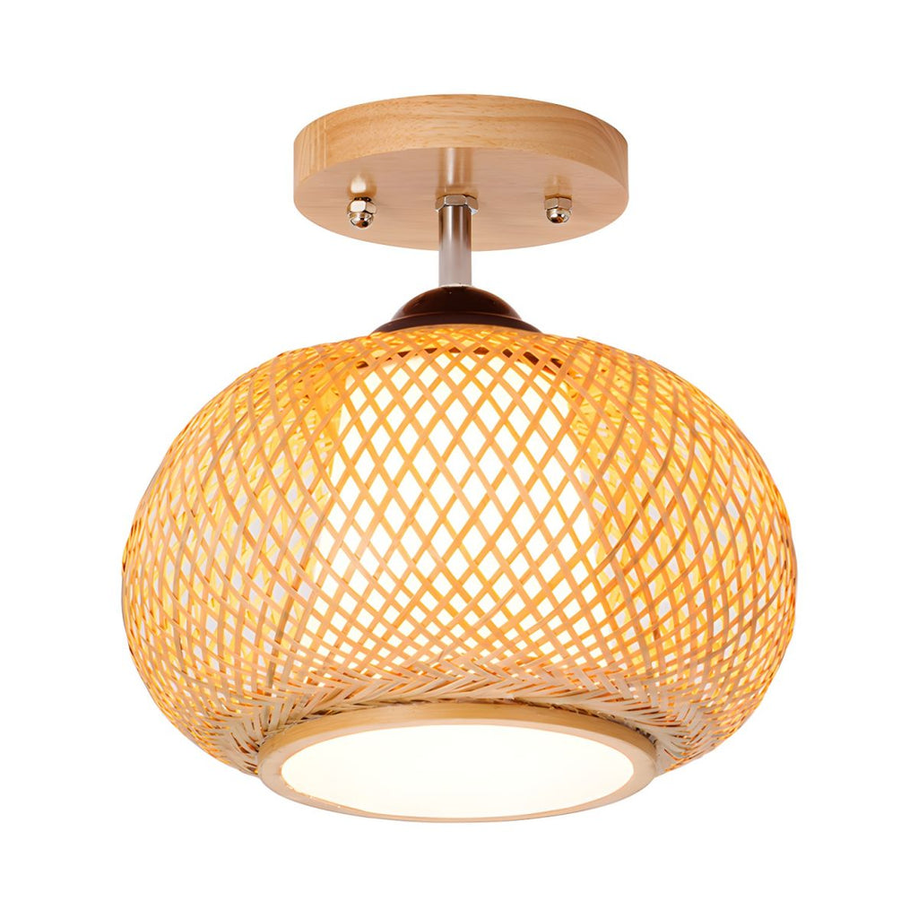 Modern Bamboo Semi Flush Ceiling Light Fixture | Velser