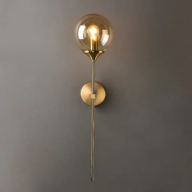 Modern Brass Glass Globe Interior Wall Light Fixture | Lumorin