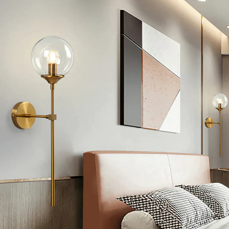 Modern Brass Glass Globe Interior Wall Light Fixture | Lumorin