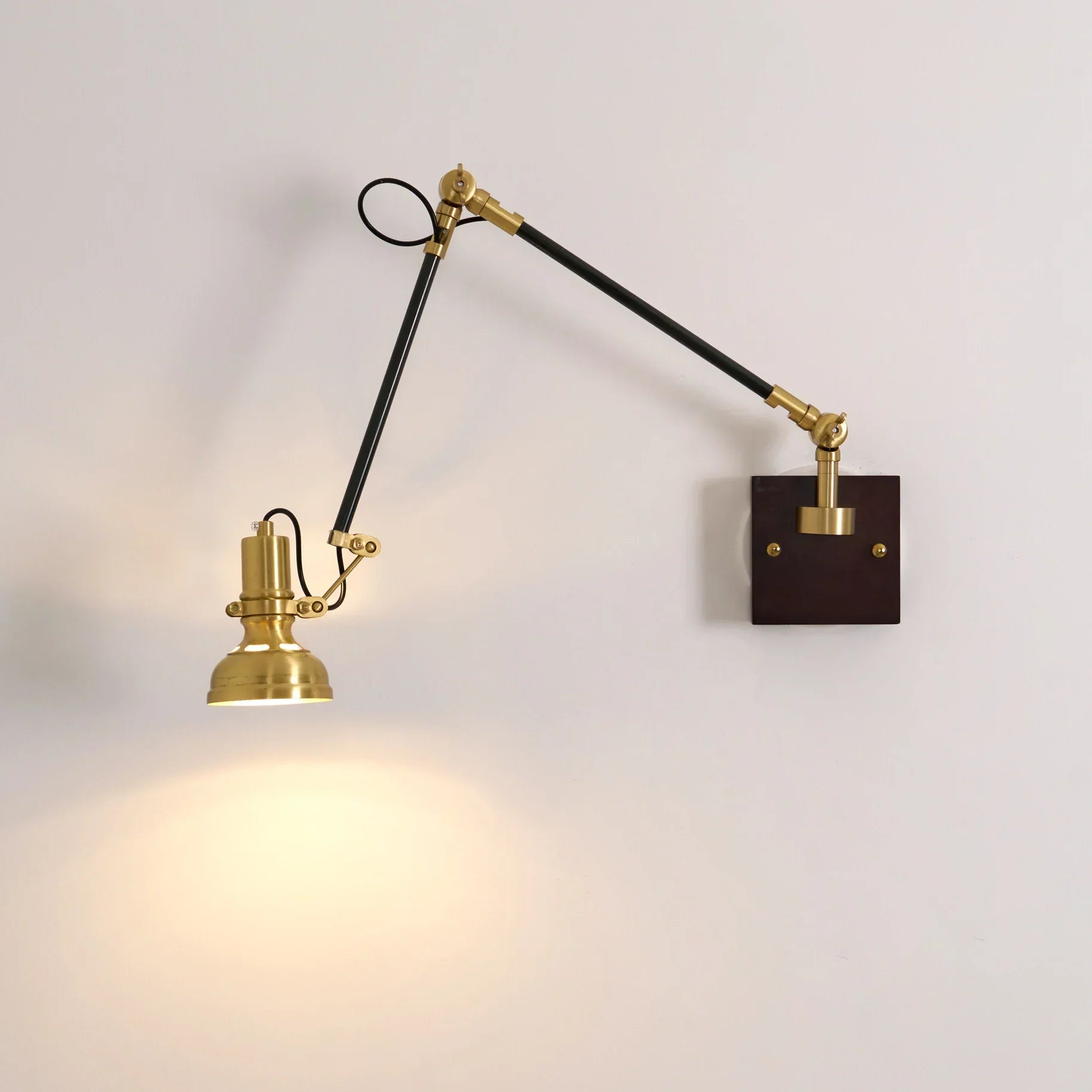 Modern Brass Wood Swing Arm Interior Wall Light | Sconcea