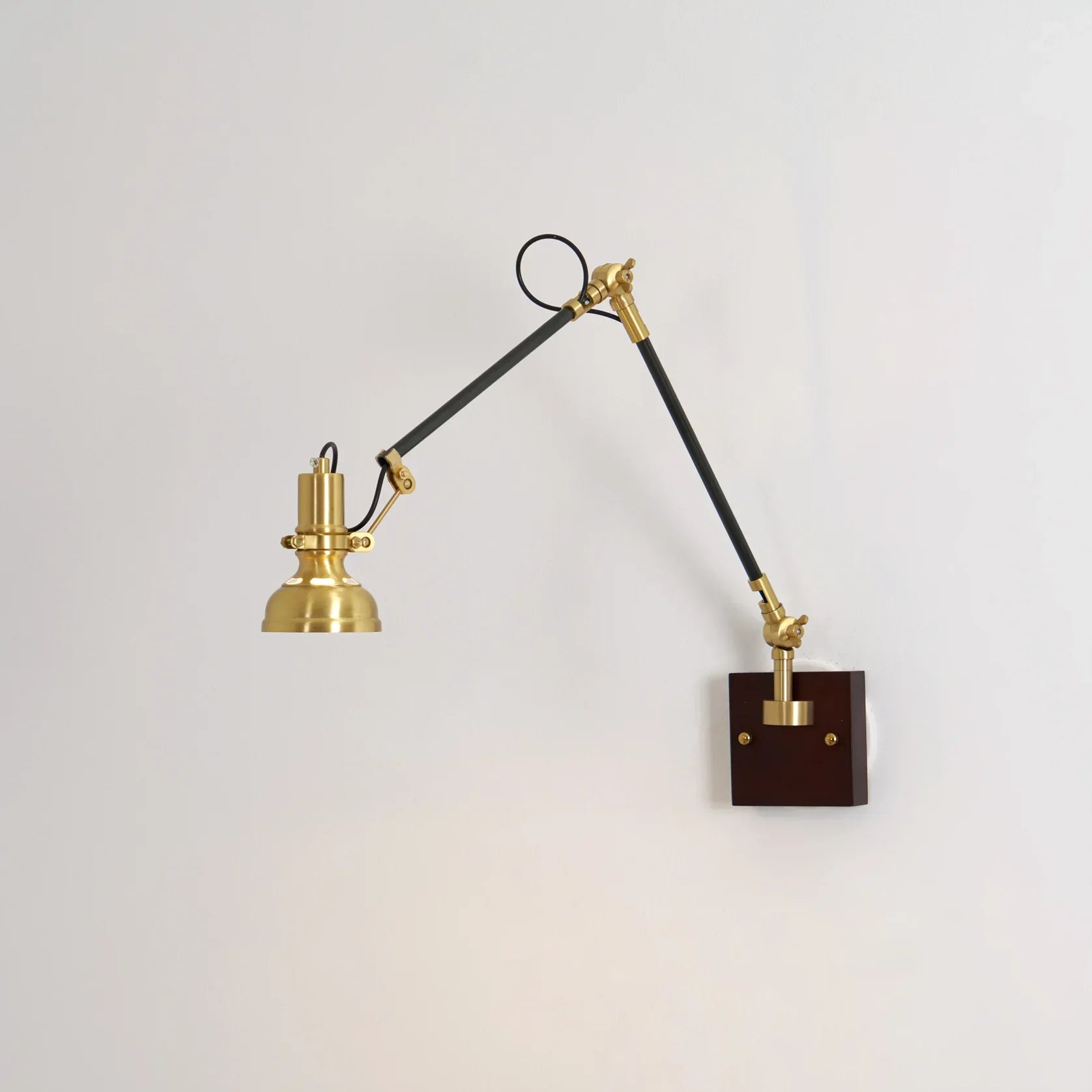 Modern Brass Wood Swing Arm Interior Wall Light | Sconcea