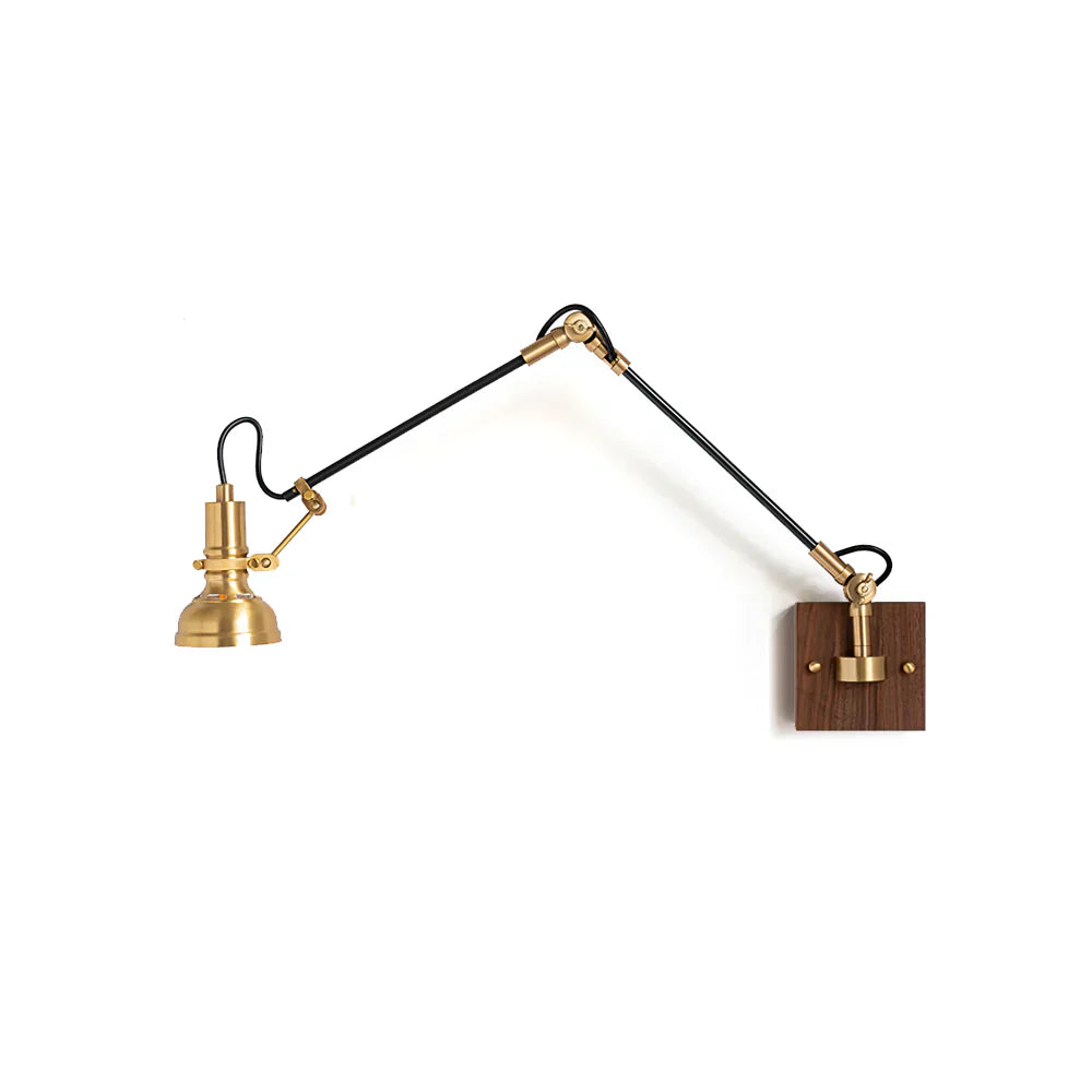 Modern Brass Wood Swing Arm Interior Wall Light | Sconcea