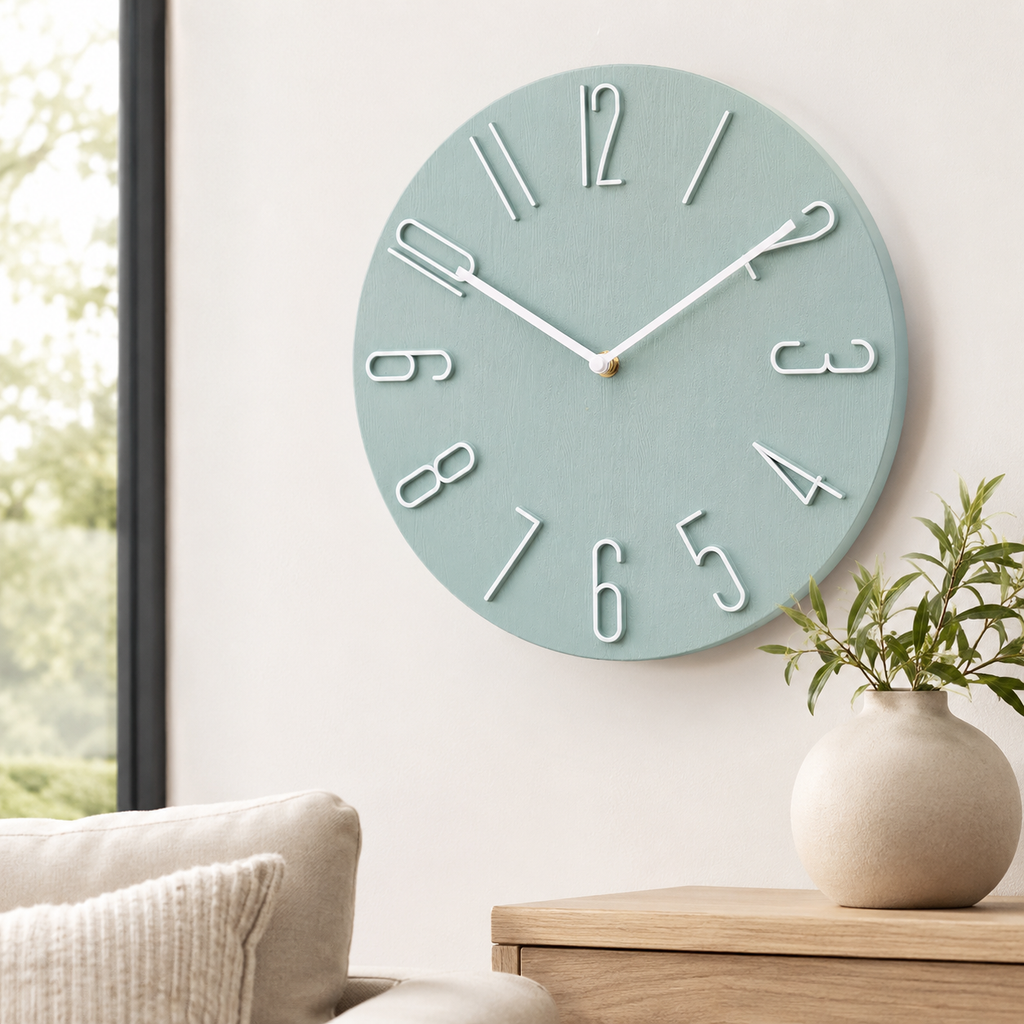 Modern Colourful Silent Quartz Round Wall Clock | Caldova