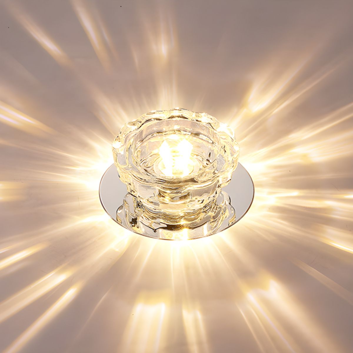 Modern Crystal Flush Mount Ceiling Light - Glam Fixture