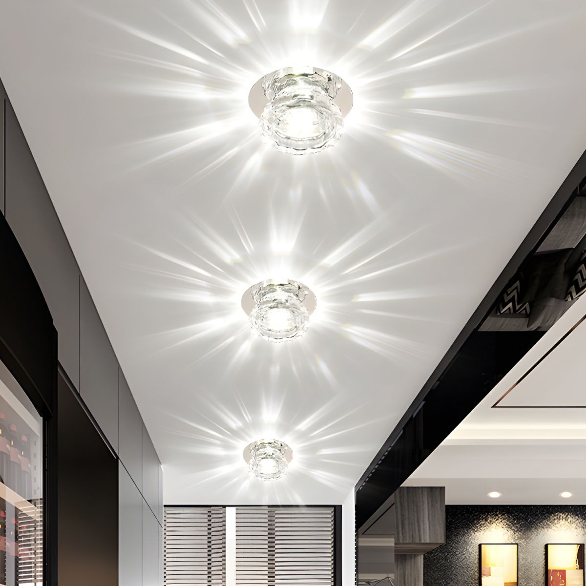 Modern Crystal Flush Mount Ceiling Light | Tolvira