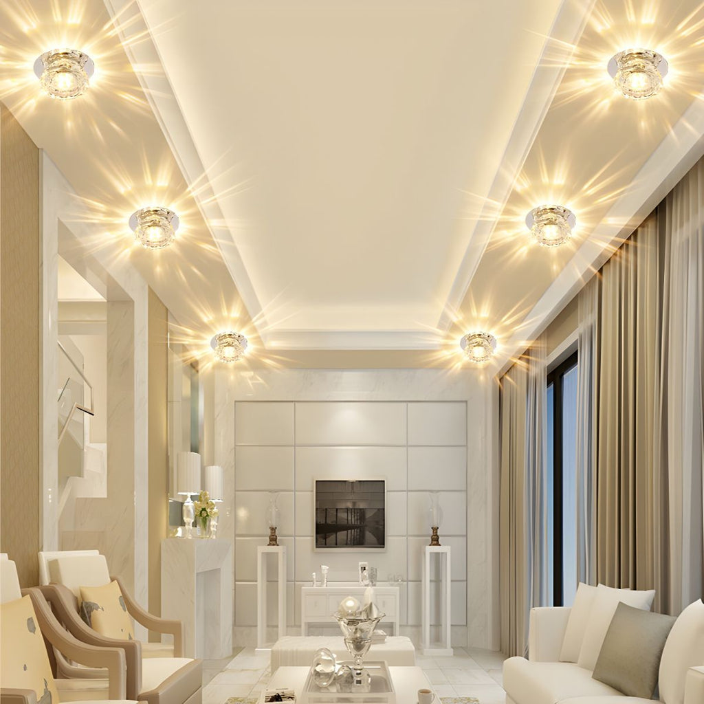 Modern Crystal Flush Mount Ceiling Light | Tolvira