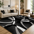 Modern Geometric Polyester Rectangular Area Rug | Drovane