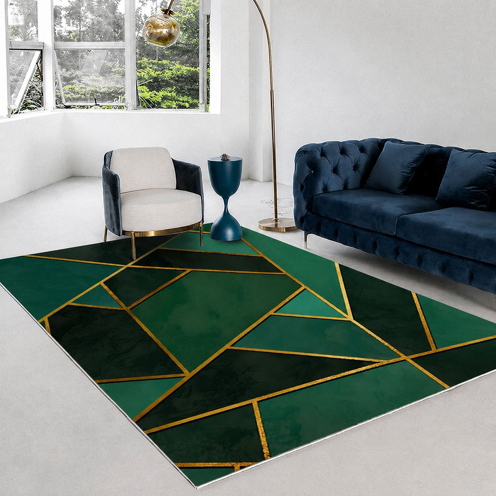 Modern Glam Geometric Non Slip Area Rug Rectangular | Braven