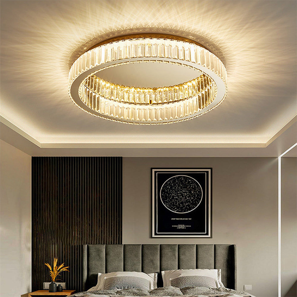 Modern Gold Crystal Ceiling Light Fixture | Solira