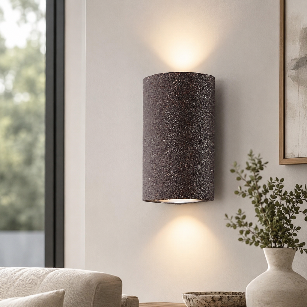 Modern LED Cylinder Stone Wall Sconce Wabi Sabi Style | Sovira