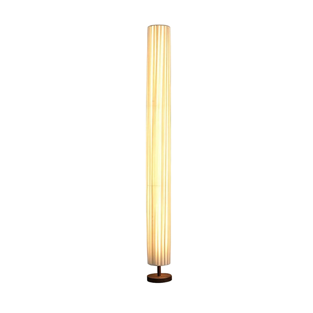 Modern LED Floor Lamp with Wood Column Fabric Shade | Calyron