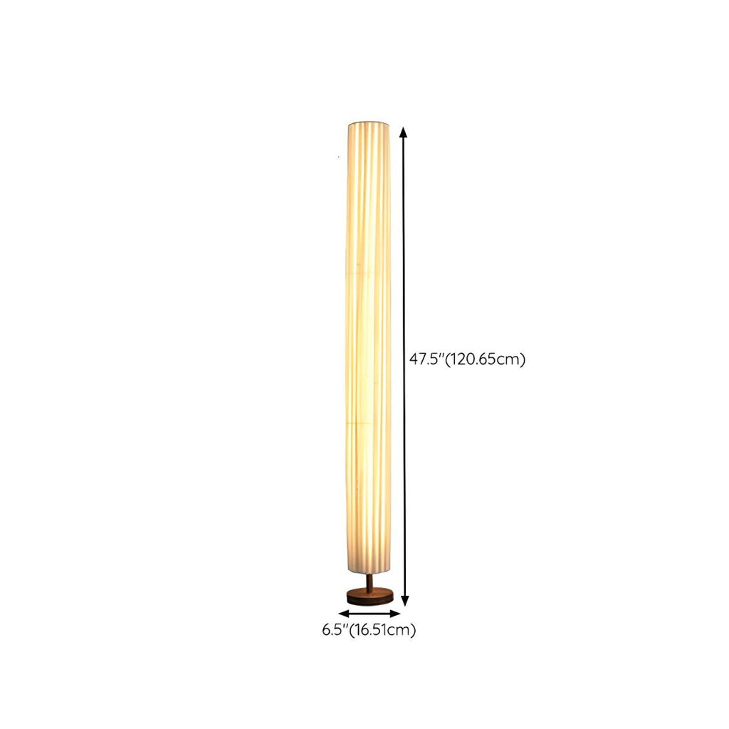 Modern LED Floor Lamp with Wood Column Fabric Shade | Calyron