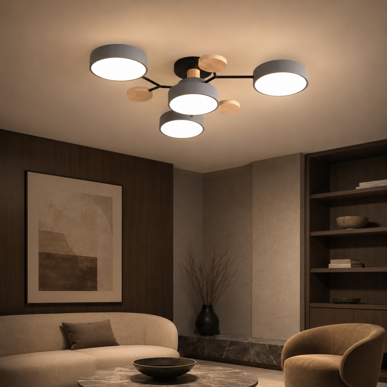 Modern LED Semi Flush Ceiling Light for Living Room | Lurexa
