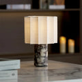 Modern Marble Base Table Lamp with Fabric Shade | Lumeris