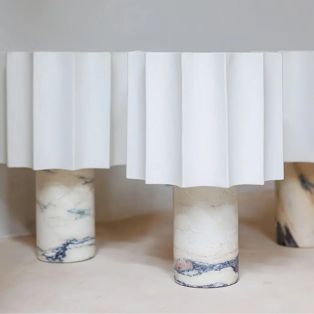 Modern Marble Base Table Lamp with Fabric Shade | Lumeris