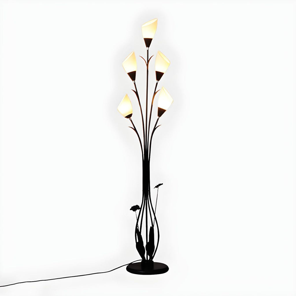 Modern Metal Floor Lamp with Acrylic Flower Shade | Noveska