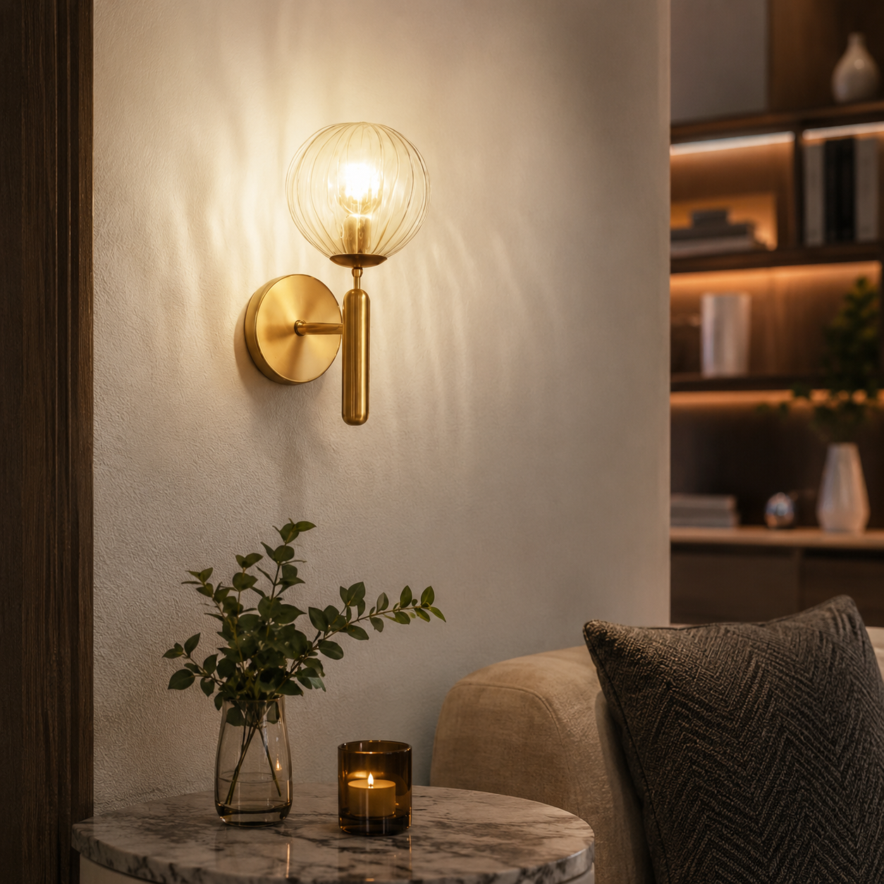 Modern Minimalist Glass Globe Wall Sconce Light | Glacia
