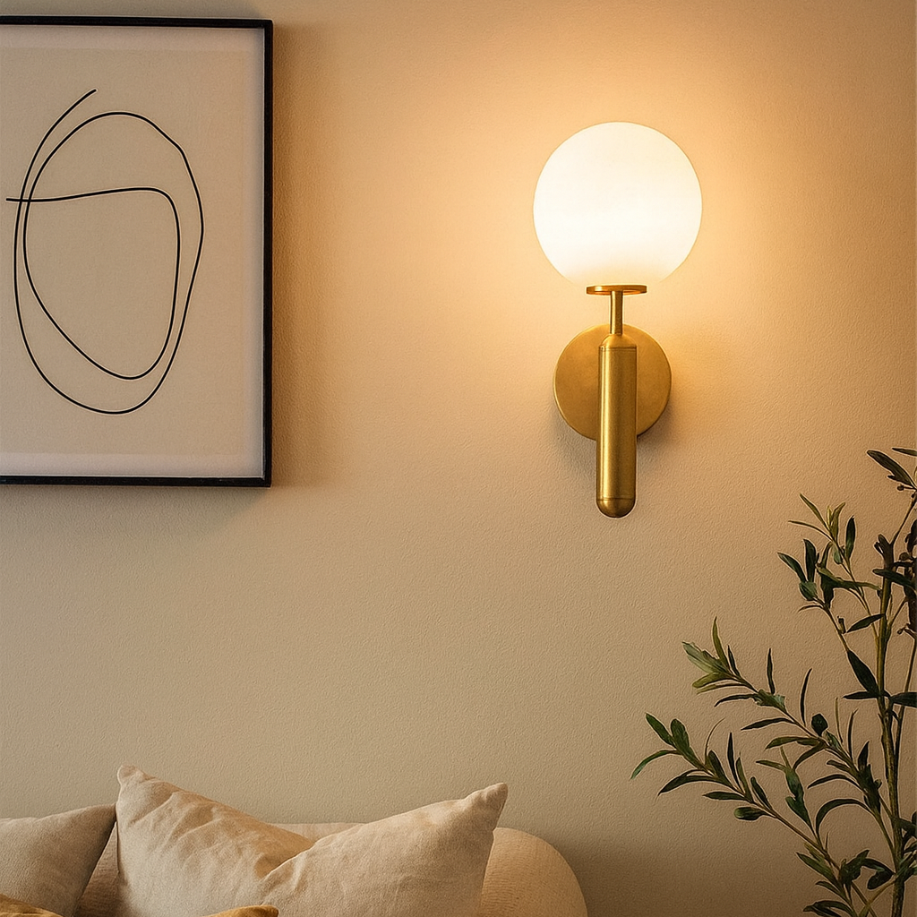 Modern Minimalist Glass Globe Wall Sconce Light | Glacia