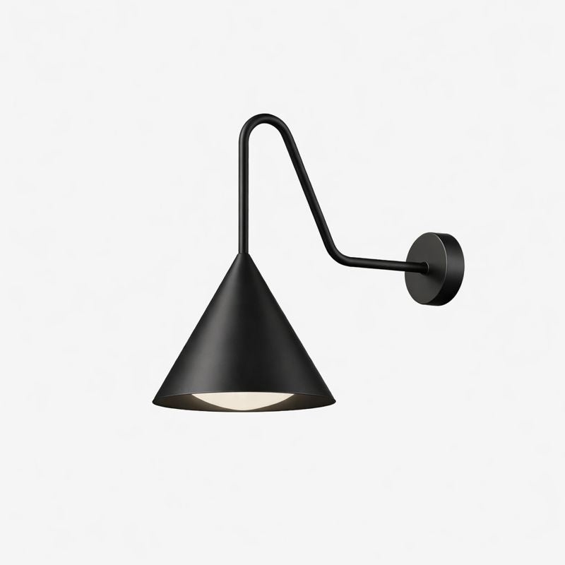 Modern Outdoor Cone Metal Wall Light with Warm LED | Parnel