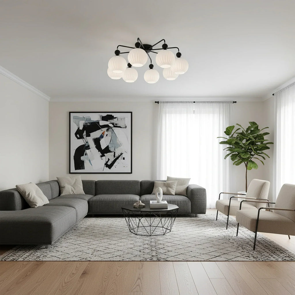 Modern Ribbed Glass Ceiling Light Fixture | Lumvir
