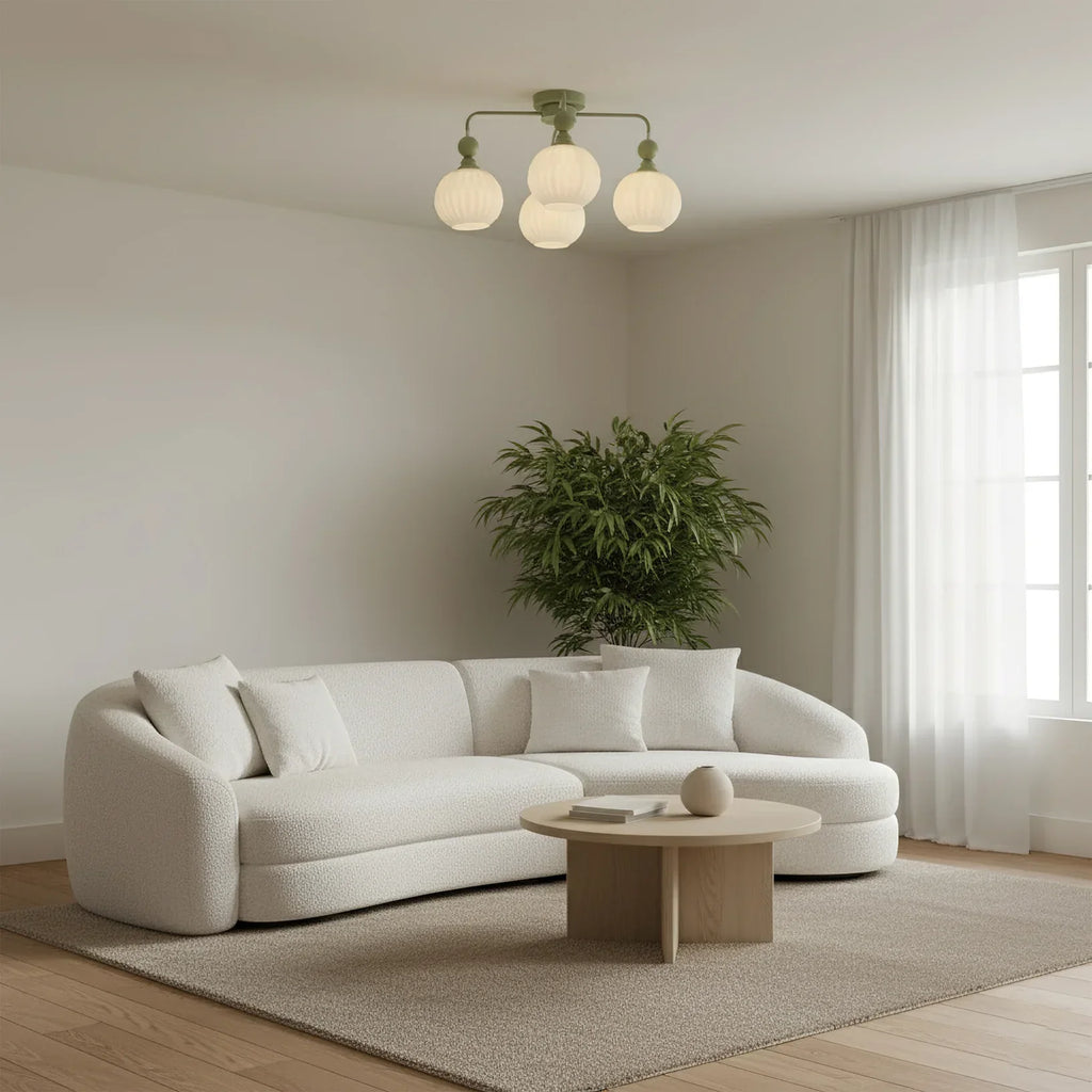 Modern Ribbed Glass Ceiling Light Fixture | Lumvir