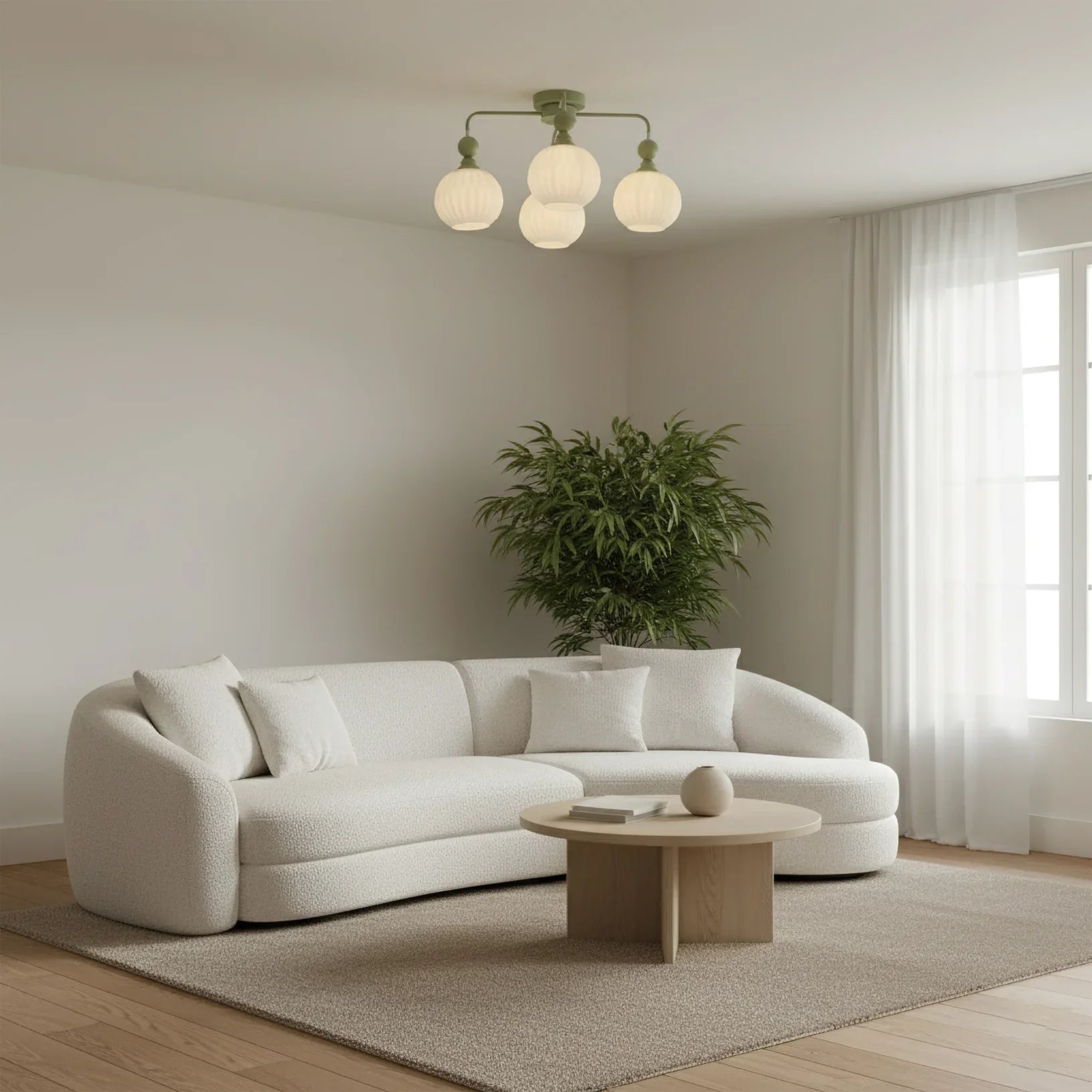 Modern Ribbed Glass Ceiling Light Fixture | Lumvir