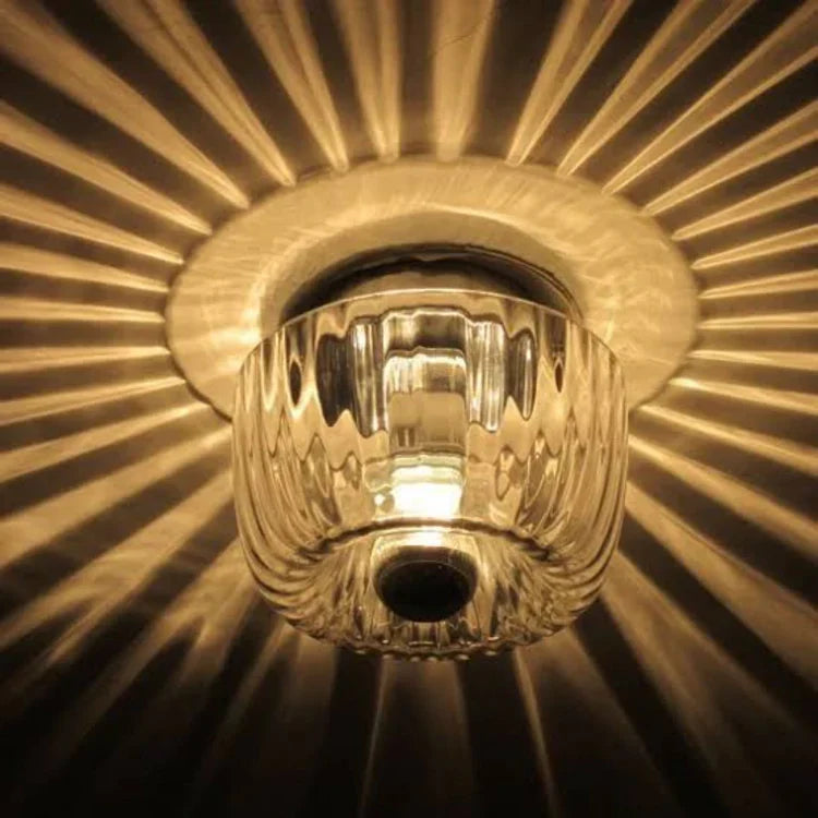 Modern Rippled Glass Flush Ceiling Light | Lamirad
