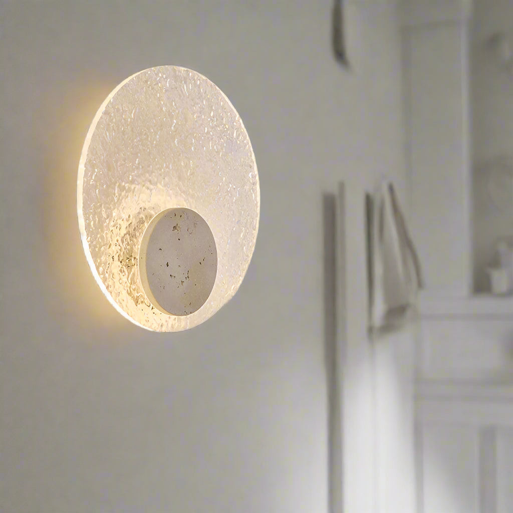 Modern Round Acrylic Travertine LED Wall Lamp Light | Melvrix