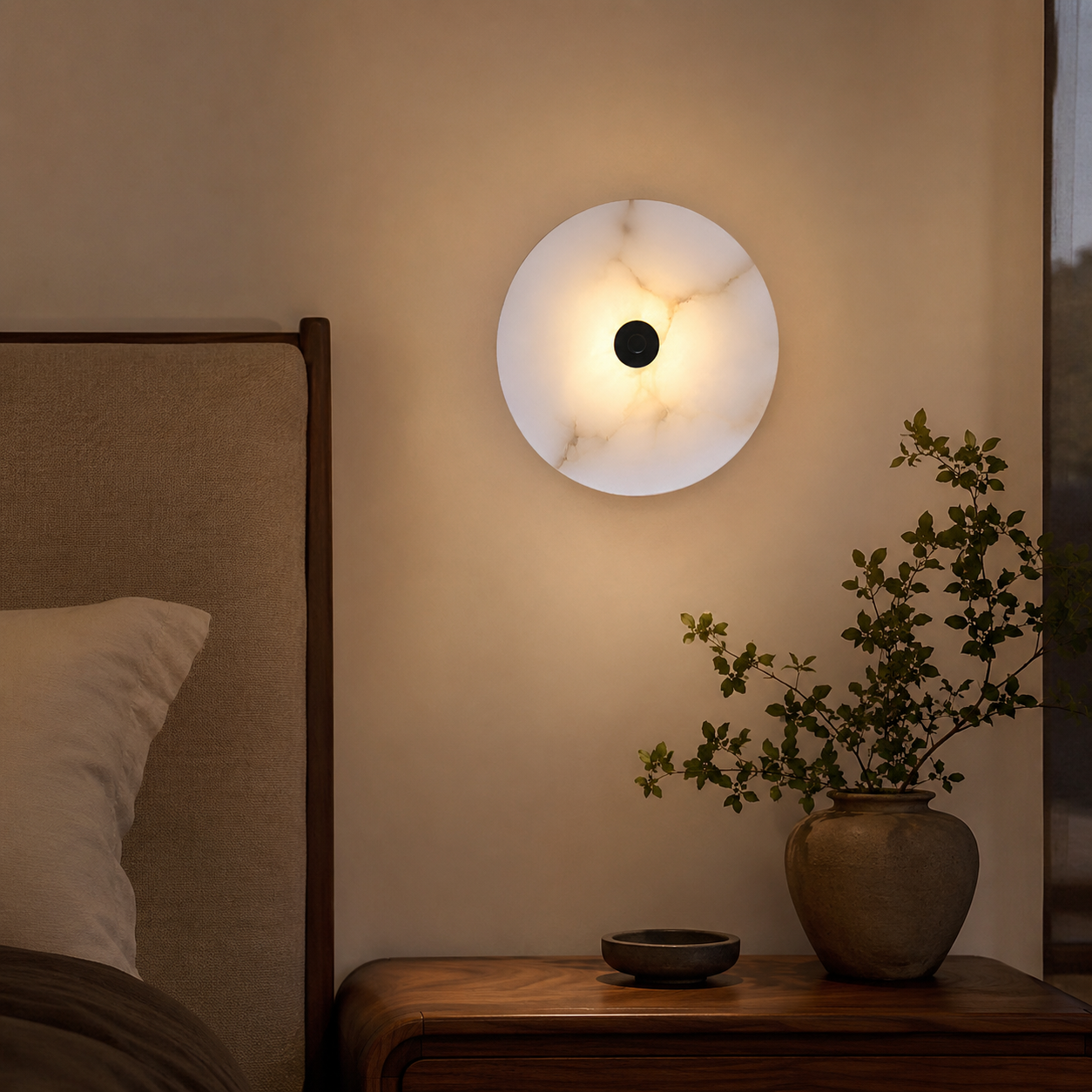 Round Marble Alabaster Wall Light - Modern Sconce