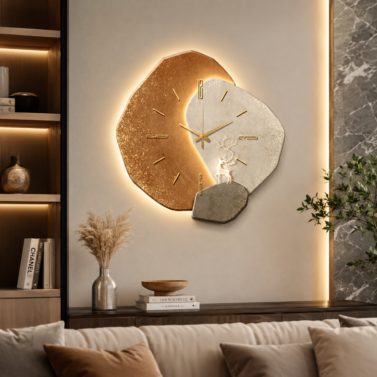 Modern Silent Quartz Wall Clock with Soft Backlight | Sarvora