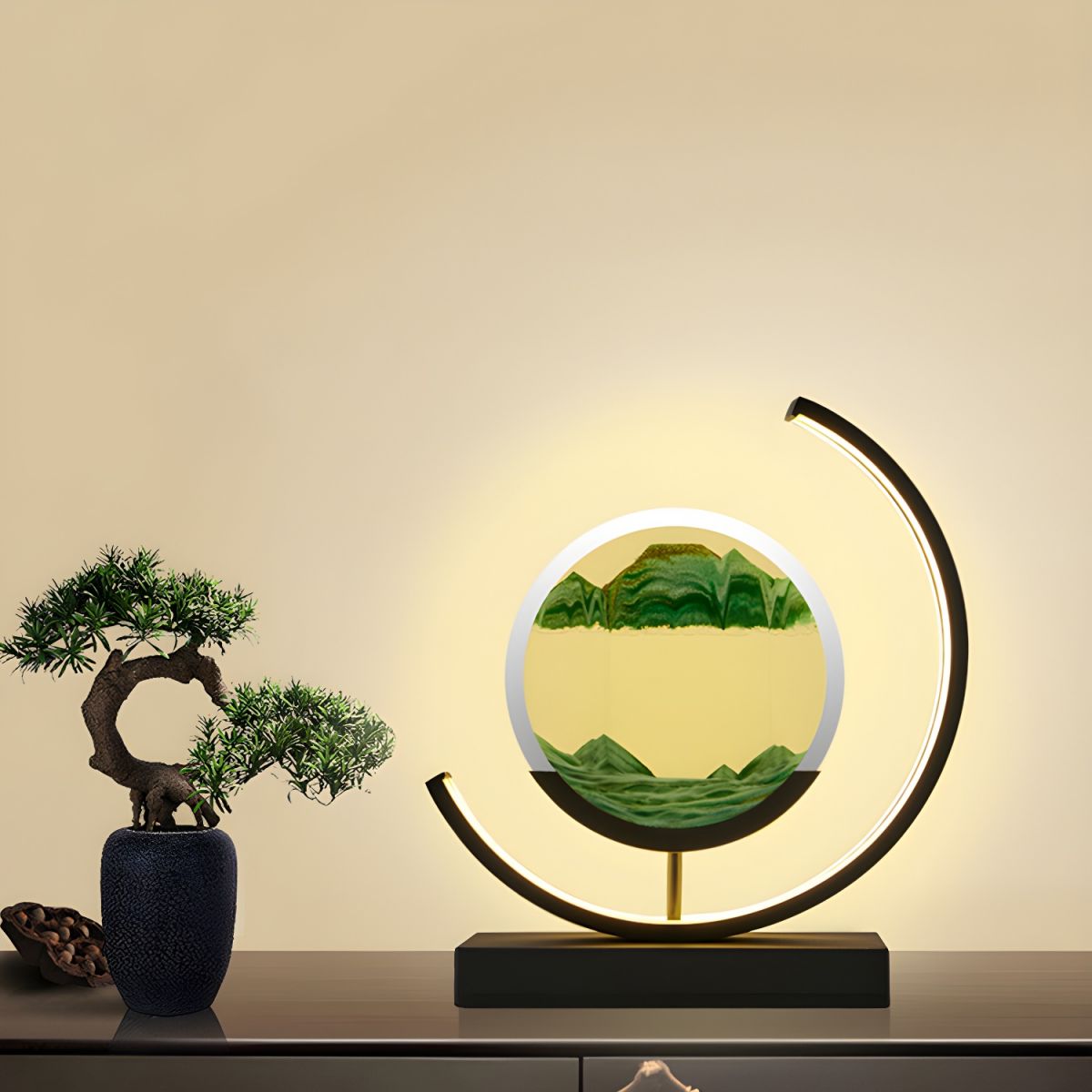 Modern Table Lamp with Acrylic Hourglass Shades | Marvele