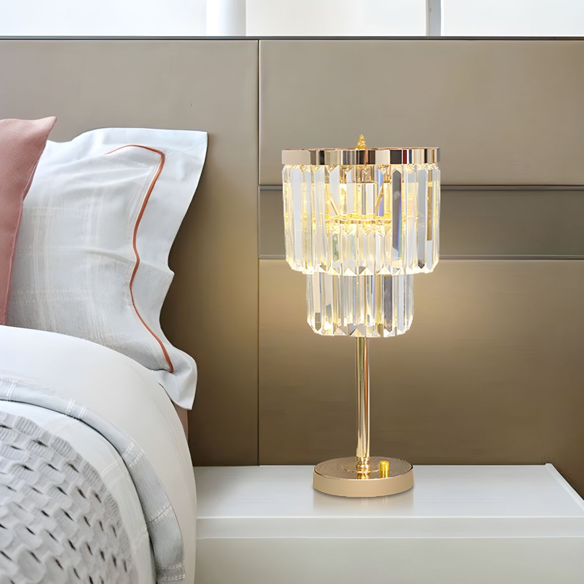 Modern Table Lamp with Crystal Shade Gold Finish | Velora