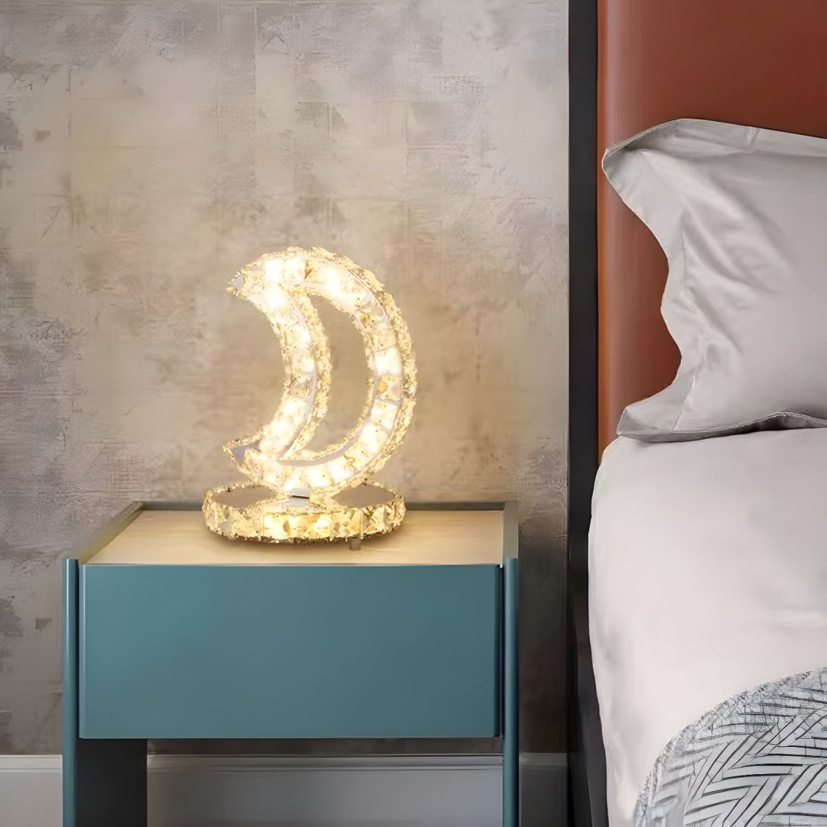 Modern Table Lamp with Crystal Shades Ambient Lighting | Nardon