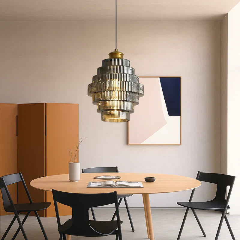 Modern Tiered Glass Shade Pendant Light | Lorille