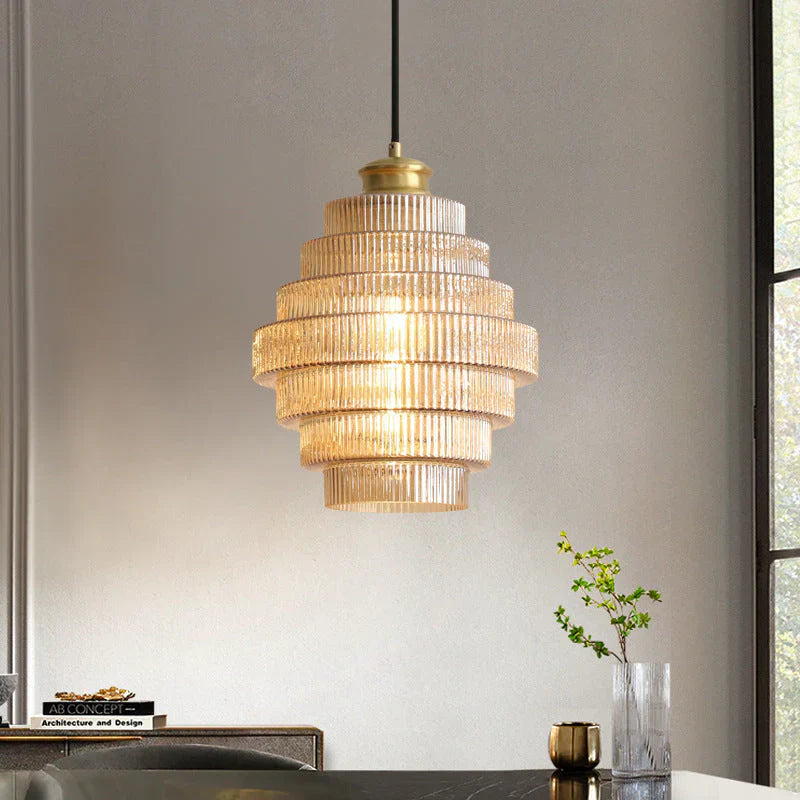 Modern Tiered Glass Shade Pendant Light | Lorille