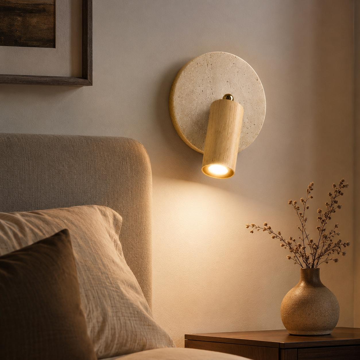 Travertine Rotating Wall Light - Modern Adjustable Sconce
