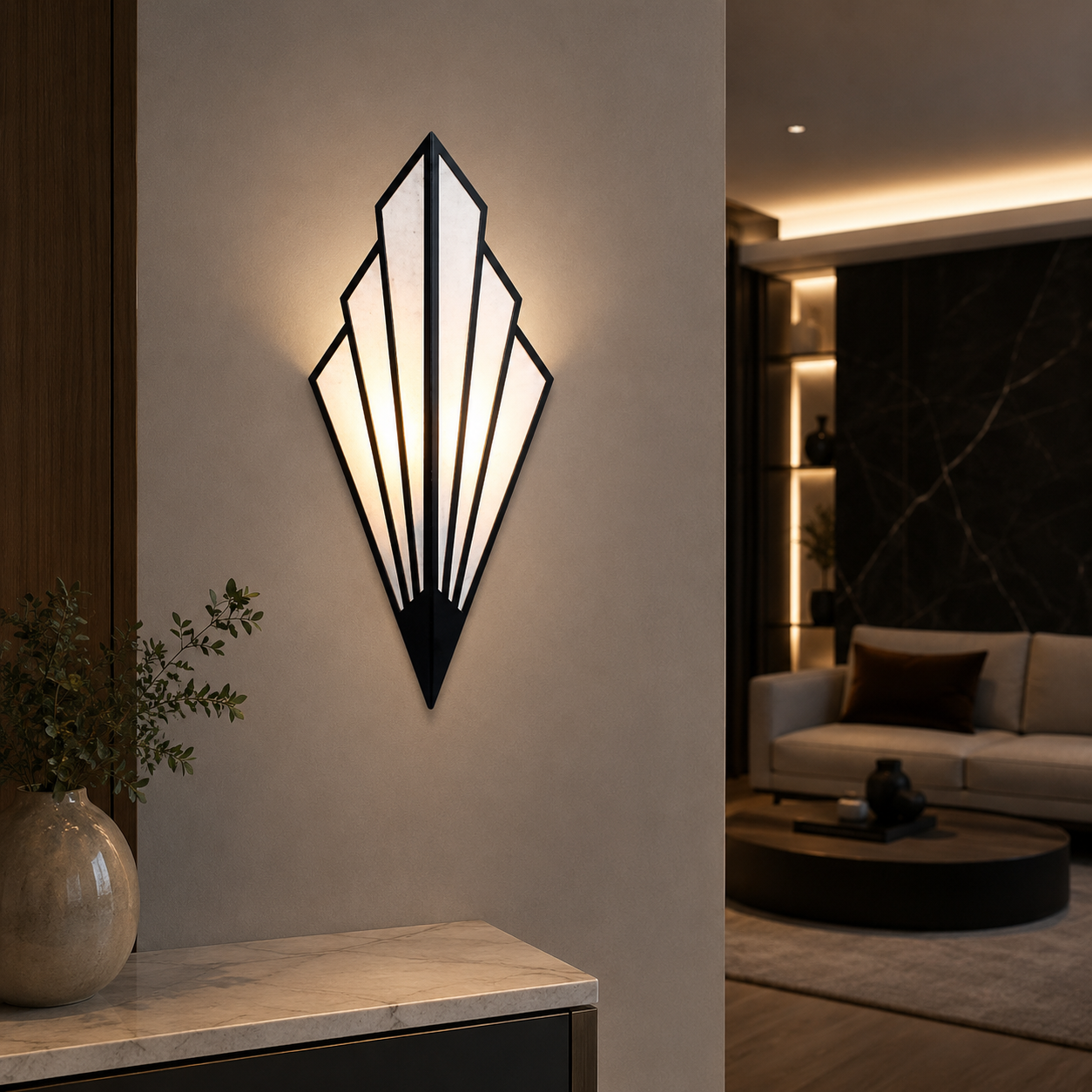 Modern Triangular Metal LED Wall Light for Rooms | Glimra