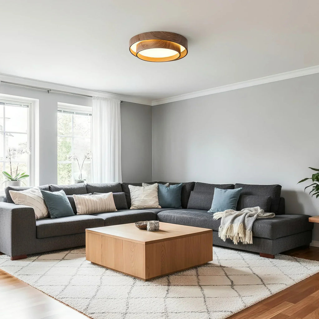 Modern Walnut Ceiling Light Fixture with LED | Vamoria