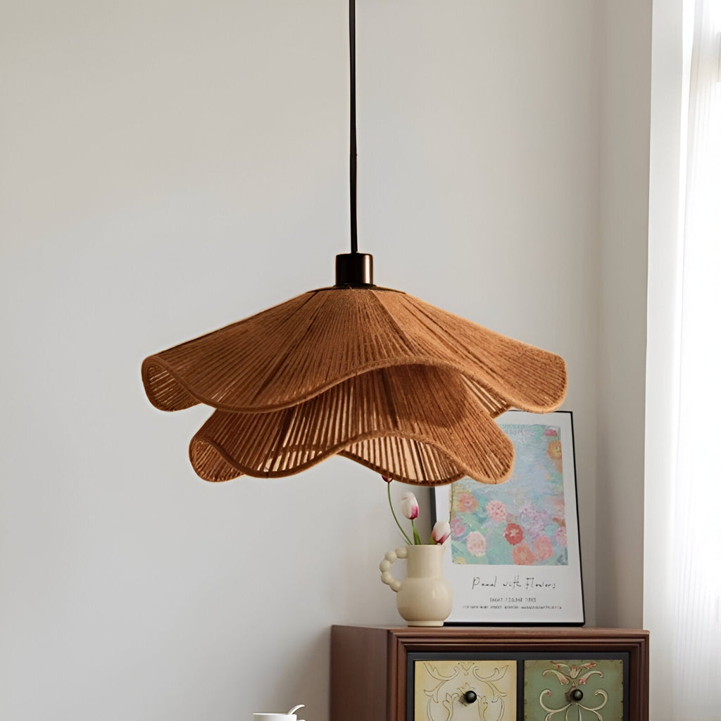 Natural Jute Boho Pendant Light for Modern Spaces | Venora