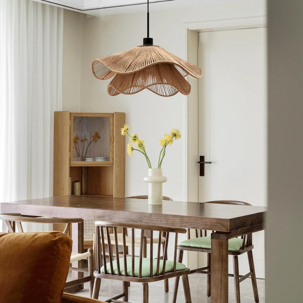 Natural Jute Boho Pendant Light for Modern Spaces | Venora
