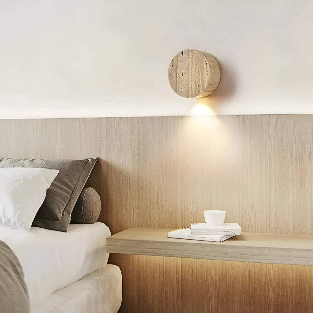 Natural Travertine Wall Light for Wabi Sabi Interiors | Travara