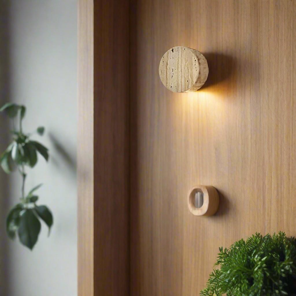 Natural Travertine Wall Light for Wabi Sabi Interiors | Travara