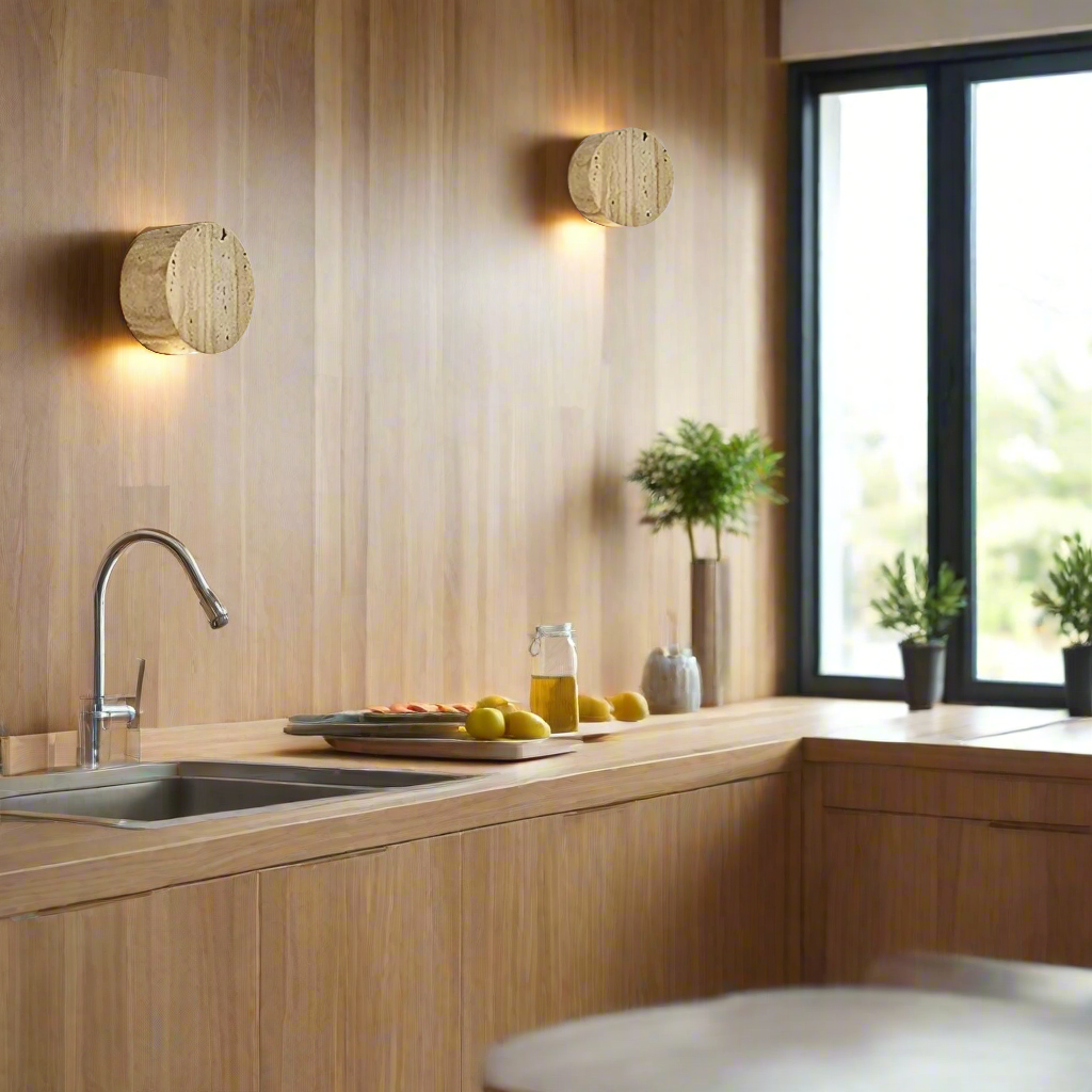 Natural Travertine Wall Light for Wabi Sabi Interiors | Travara