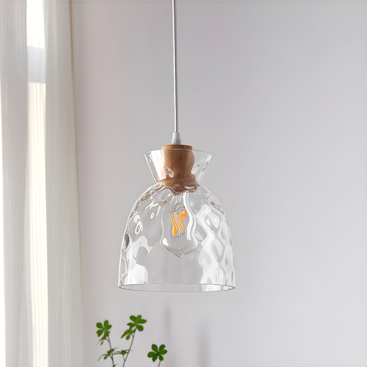 Nordic Clear Glass Pendant Light Adjustable Cord | Menora