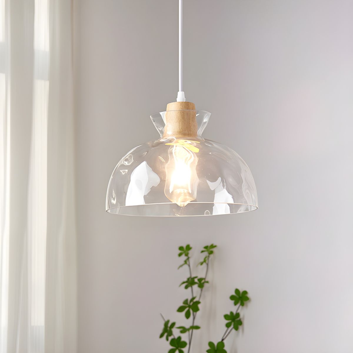 Nordic Clear Glass Pendant Light Adjustable Cord | Menora