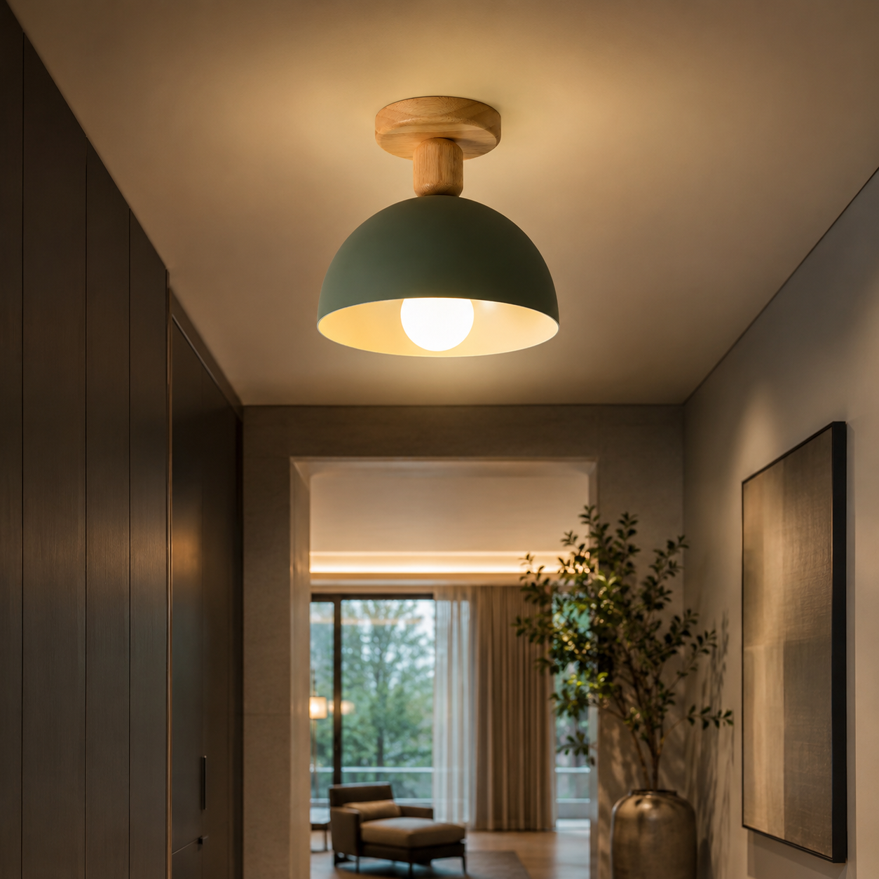 Nordic Dome Metal Shade Semi Flush Ceiling Light | Savira
