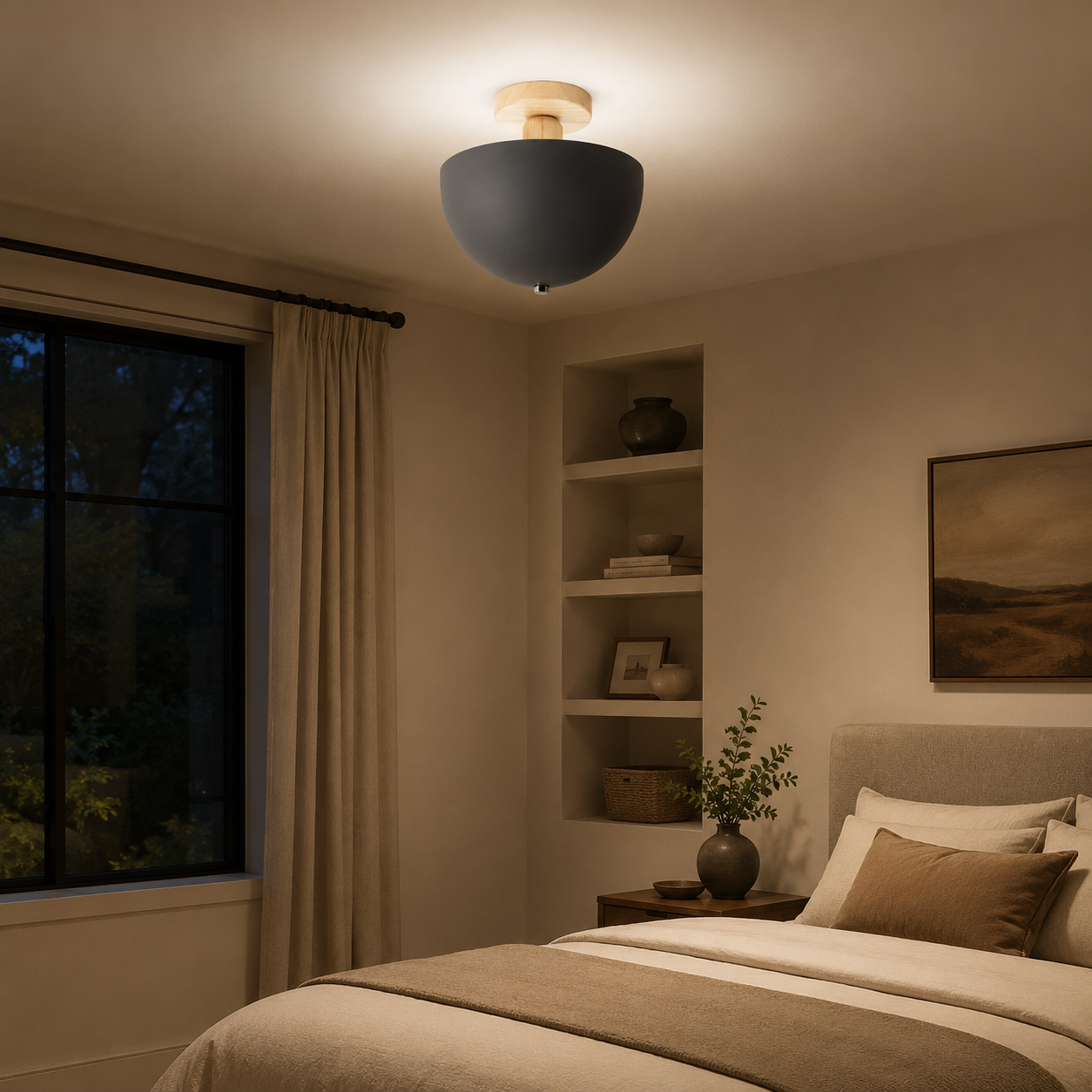 Nordic Dome Metal Shade Semi Flush Ceiling Light | Savira