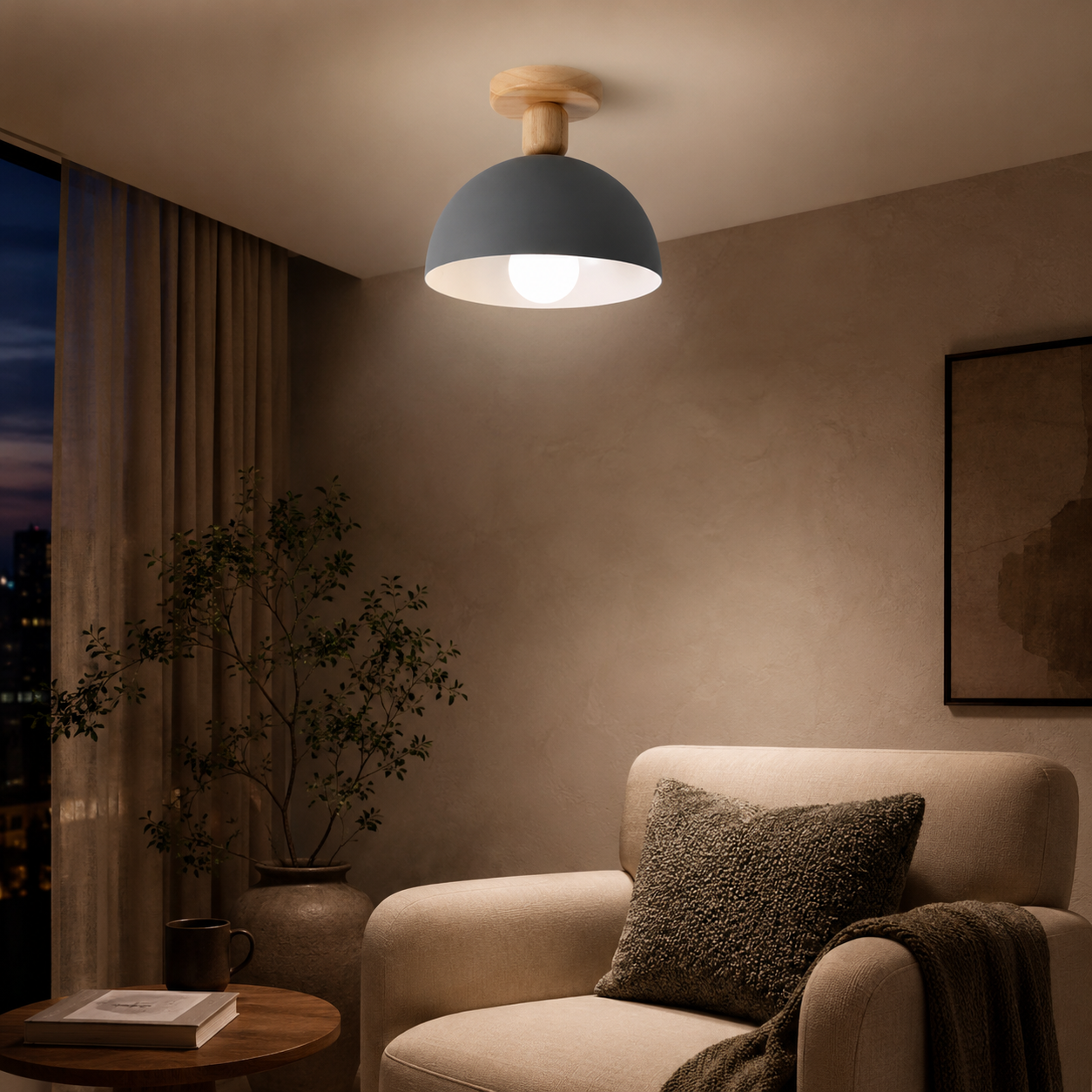 Nordic Dome Metal Shade Semi Flush Ceiling Light | Savira